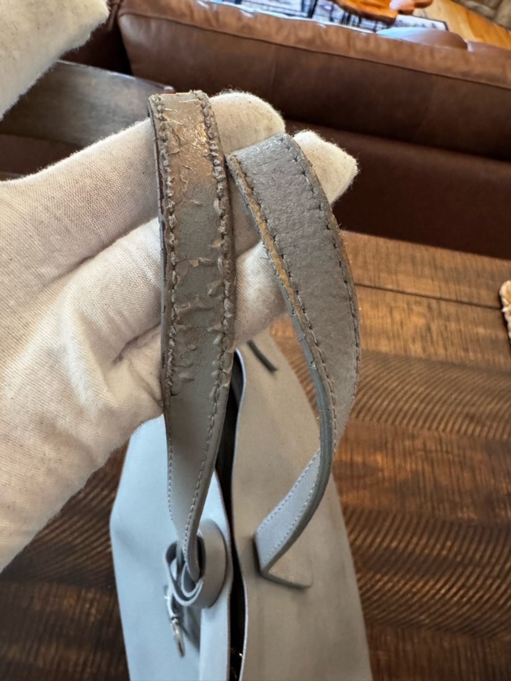 Furla gray Italian leather tote bag gold hardware - Picture 13 of 17